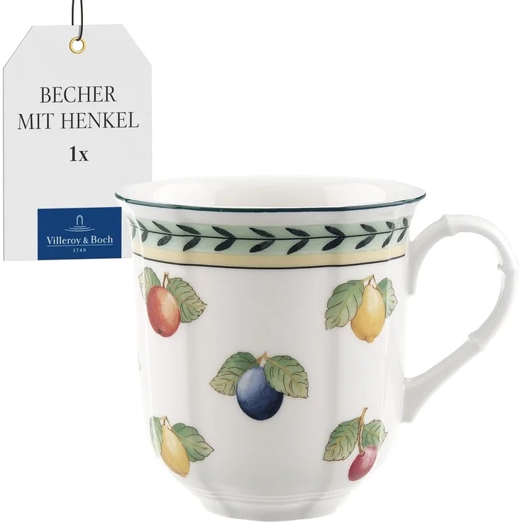 Becher mit Henkel French Garden Fleurence Villeroy und Boch Becher - Mikrowelle geeignet, Spülmaschinenfest