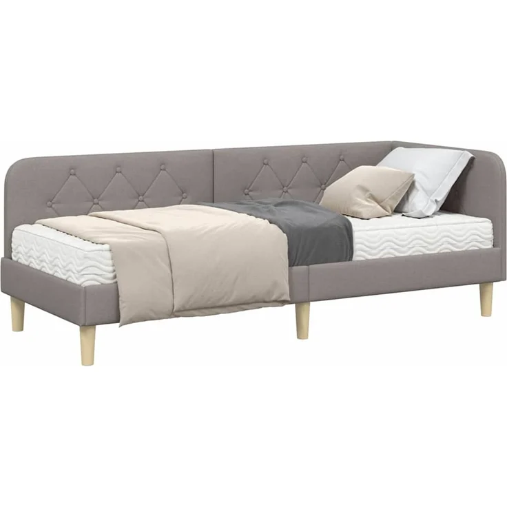 vidaXL Eckbettgestell mit Matratze Taupe 80 x 200 cm Stoff 3394106 – Bild 2