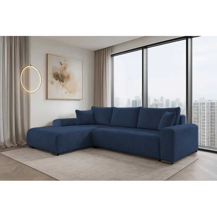storez24 Ecksofa Soffe, mit Bettkasten und Schlaffunktion, Cordstoff, L-Form, bequem