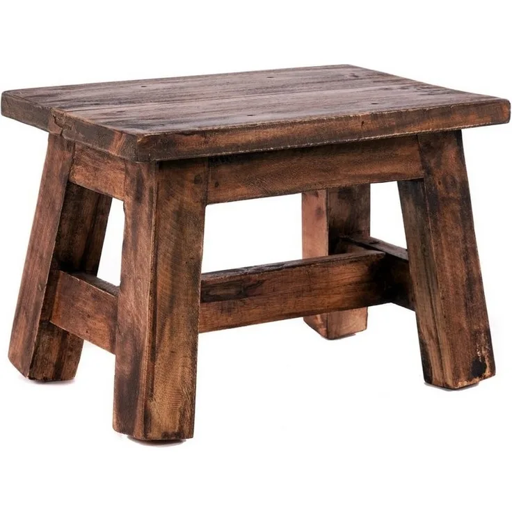 DESIGN DELIGHTS Rustikaler FUSSHOCKER Monte | 21 x 30 x 20 cm (HxBxT), Mahagoni Recyclinholz | Holzhocker | Farbe: 02 Hellbraun
