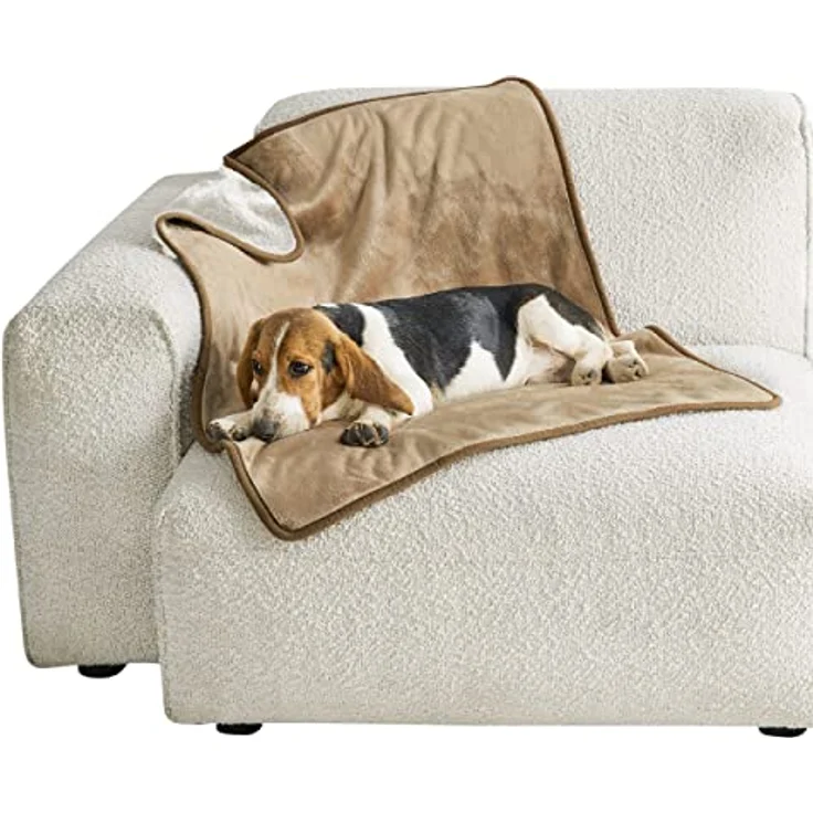 Lesure wasserdichte Hundedecke Grosse Hunde - 100x80 cm Outdoor Hundedecke waschbar, Hundedecke Sofaschutz aus Sherpa Fleece, Katzendecke flauschig und weich, Kamel – Bild 2