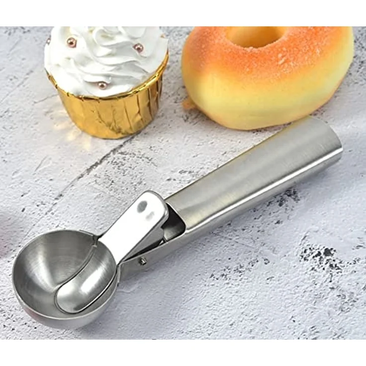 BAYLI Pizzaschneider 18 cm Eisportionierer aus Edelstahl, Eiskugelformer Ø-5cm, Eislöffel – Bild 4