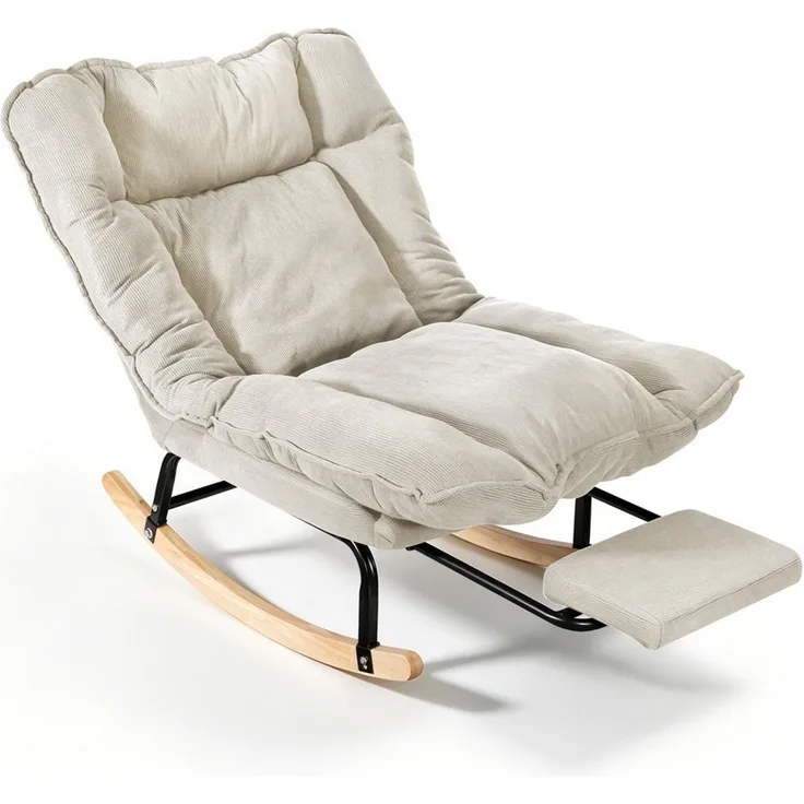 BlingBin Schaukelstuhl mit Fußstütze, verstellbar Rückenlehne, Schaukelsessel, Relaxsessel (Lesesessel, 1 St), Relaxstuhl, Gepolsterter sessel, Cord, bis 120 kg