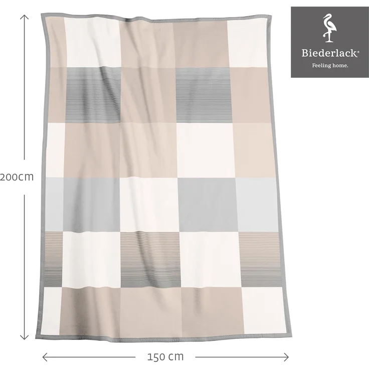 Wohndecke Squares grau, karierte Sofadecke in 150x200, Decke aus Baumwoll-Mix, Biederlack, Made in Germany – Bild 2