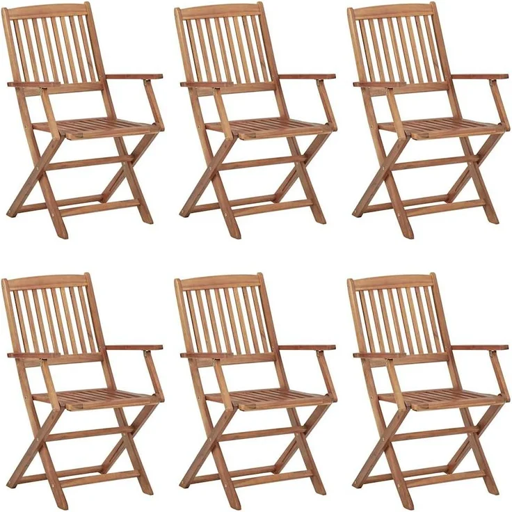 vidaXL Klappbare Gartenstühle 6 Stk. mit Kissen Massivholz Akazie 3074951 – Bild 1