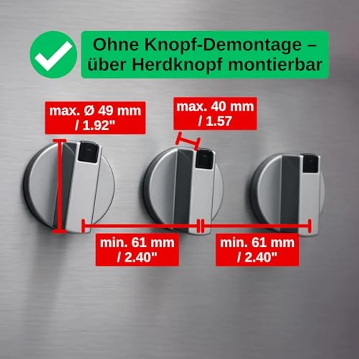 Herd Kindersicherung Set, für 6 Knöpfe, transparenter Kleber, mit Backofentür Kindersicherung, für max. Ø 4,9 cm und 4 cm hohe Herdknöpfe mit min. 6,1 cm Abstand Mitte-Mitte, Herdschutz Tür Knöpfe Kit – Bild 6