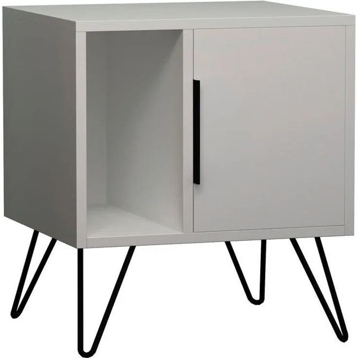 Livetastic Nachtschrank, Weiß, Metall und Holzwerkstoff, Klapptüren, 50x60x42 cm