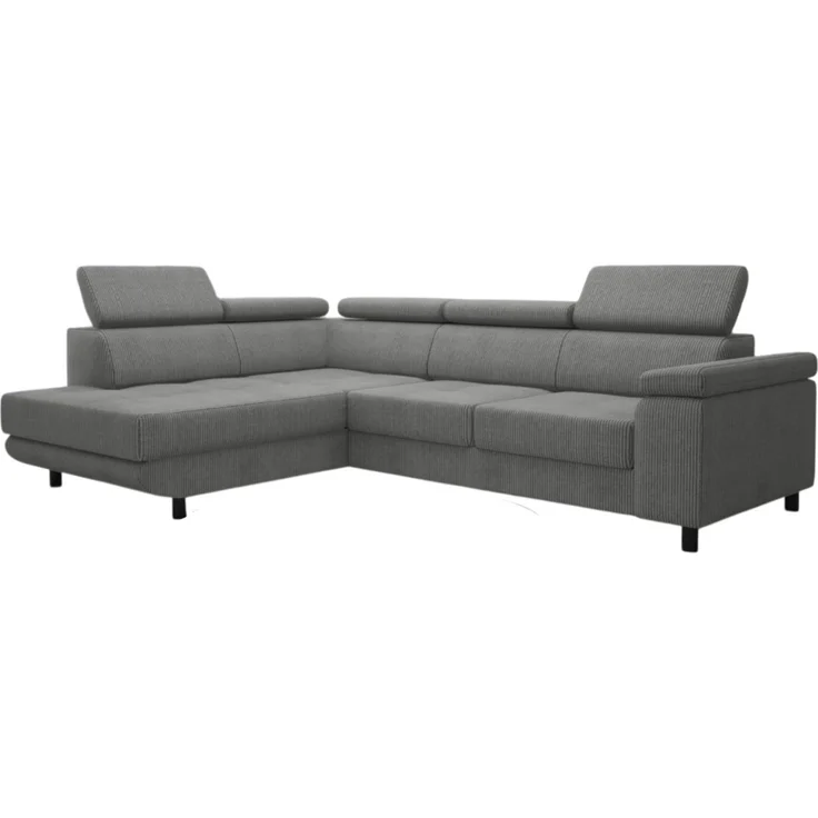 thematys Ecksofa LUNA L 250 x 183 cm, mit Schlaffunktion, mit Bettkasten, mit verstellbaren Kopfstützen, Hellgrau (Poso 55), Ausrichtung Links – Bild 2