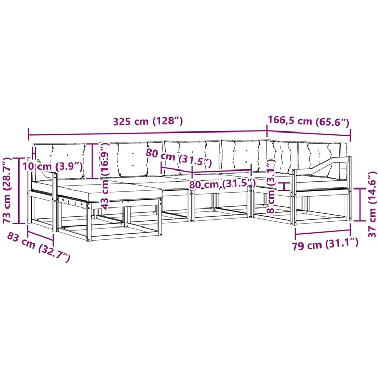 vidaXL Outdoor-Sofagarnitur 6 stk. 6-Sitzer Weiß und Creme Polyester 3386704 – Bild 9