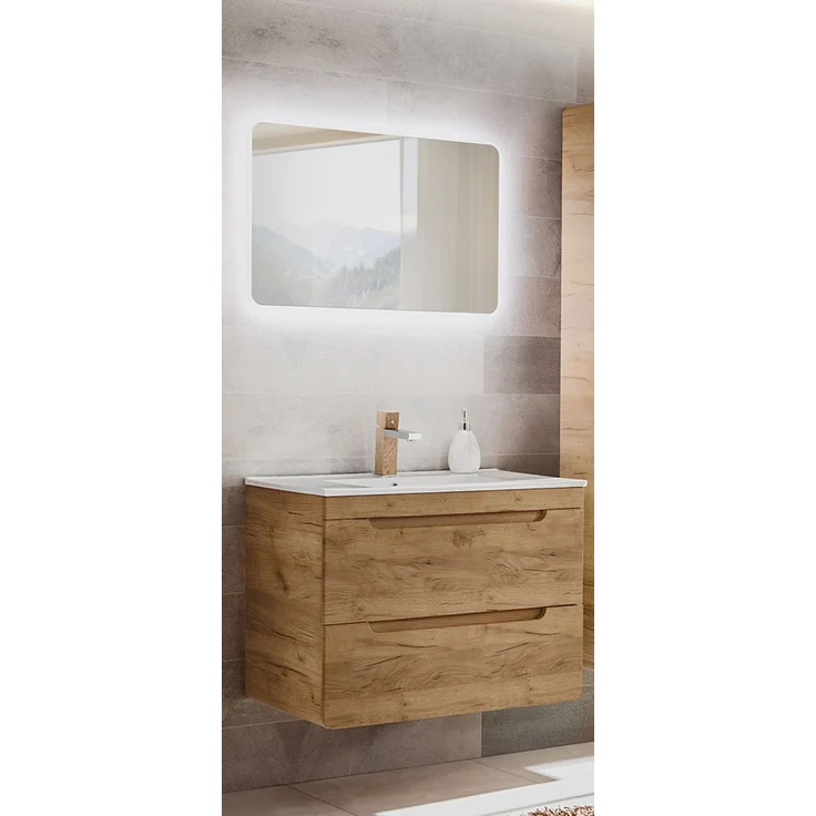 Badmöbel Waschplatz Set LUTON-56-CRAFT in Wotan Eiche Nb, B/H/T ca. 81/200/46 cm – Bild 1