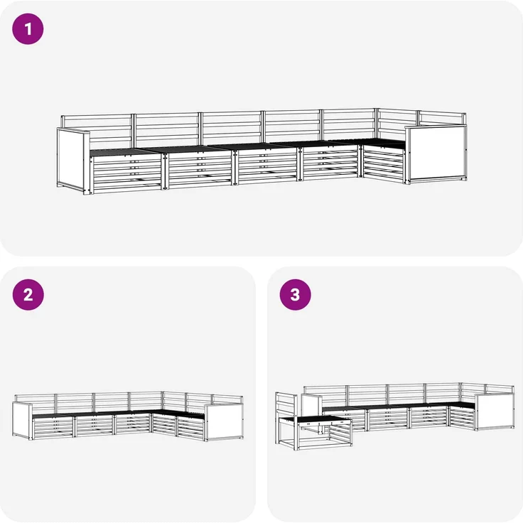 vidaXL Outdoor-Sofagarnitur 6 stk. 6-Sitzer Natur Massivholz Akazie 3383417 – Bild 6