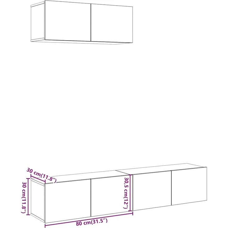 vidaXL 3-tlg. TV-Schrank-Set Wandmontage Artisan-Eiche Holzwerkstoff 3329004 – Bild 6