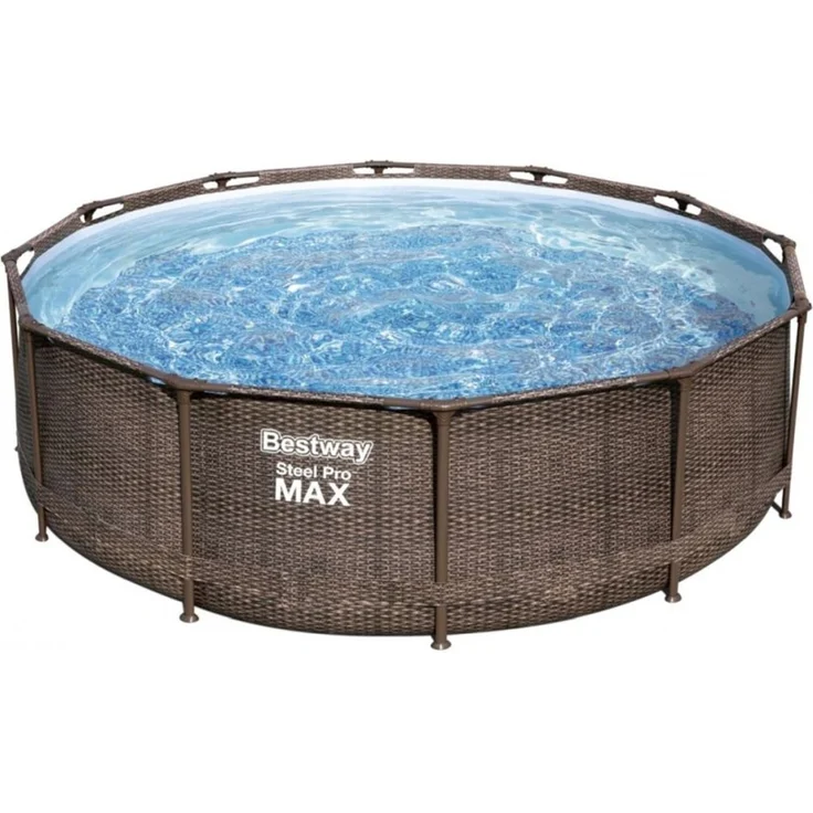 Bestway Steel Pro Max Frame Pool Komplettset Deluxe, rund, Rattan-Optik, 366 x 100 cm – Bild 5
