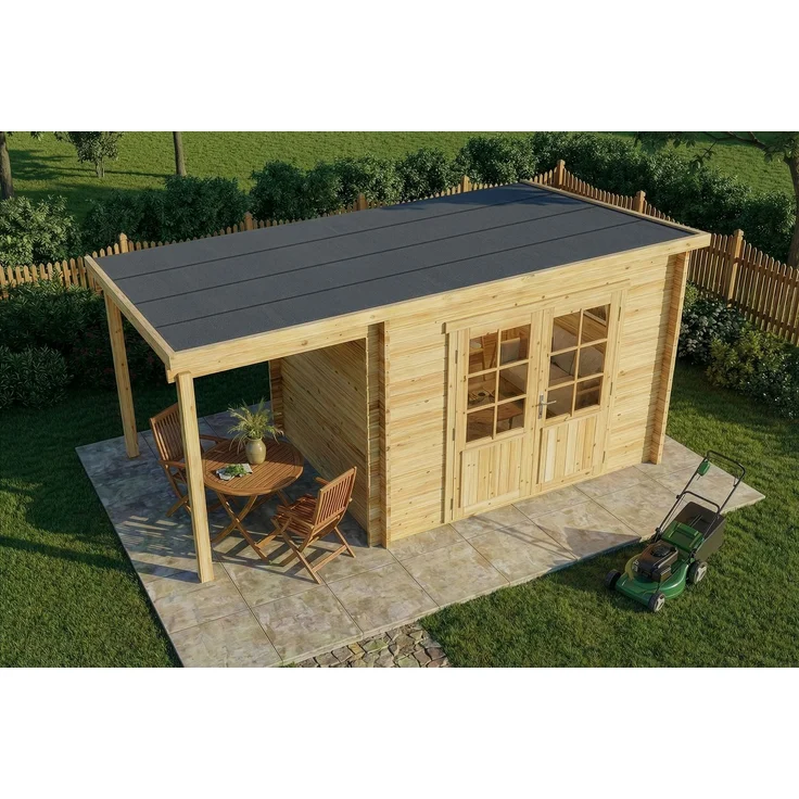 Alpholz Holz Gartenhaus Maria mit Schleppdach | Natur | 250x450x220 cm – Bild 4