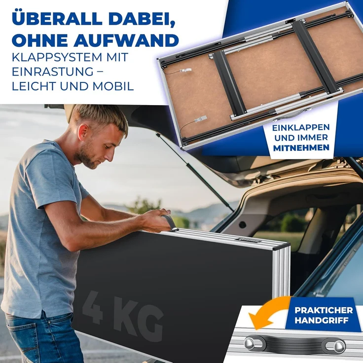KESSER® Multifunktionstisch Profi 3- teilig, 100 x 60 cm, Tapeziertisch 30kg Tragkraft je Tisch Mit Ausziehfunktion Klapptisch Flohmarktisch Beistelltisch Mehrzwecktisch Campingtisch höhenverstellbar Schwarz – Bild 5