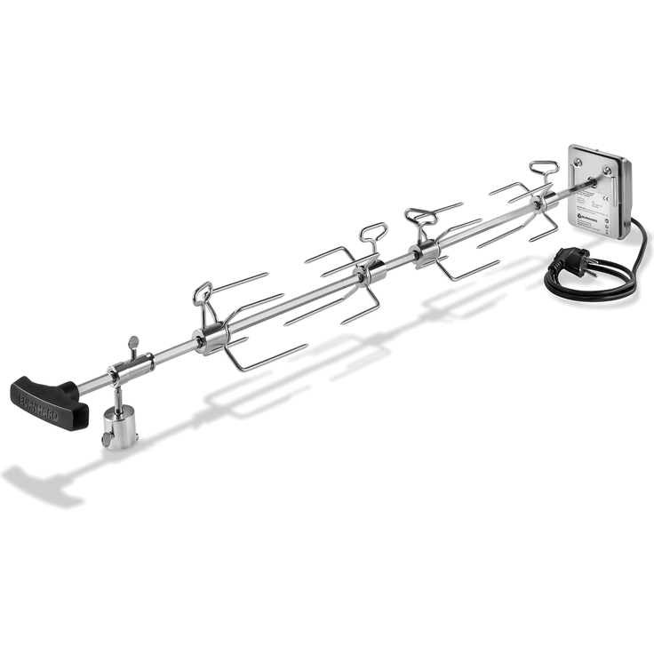 BURNHARD® Drehspieß Edelstahl für Gasgrill GRANT Serie mit Elektromotor, Gegengewicht & Fleischgabeln, spülmaschinenfest, gleichmäßige Bräunung bei 2 U/Min - Schwarz - #946370