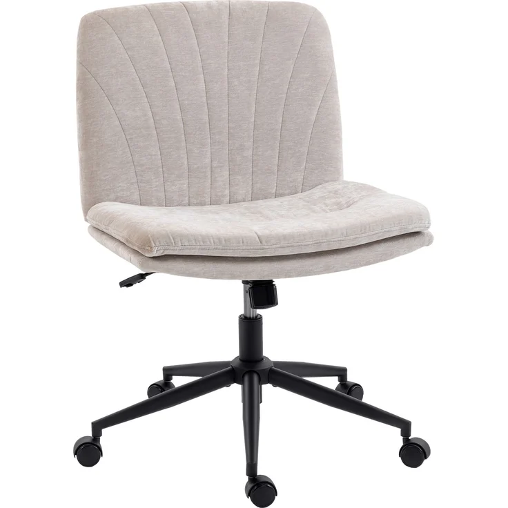 MELAYR, Homeoffice Stuhl Schreibtischstuhl mit Leinenoptik Höhenverstellbar Schneidersitz, 67 x 62 x 93 cm, Beige – Bild 1