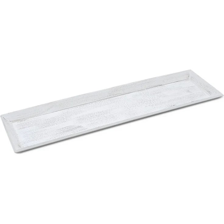 Spetebo Dekotablett Holz Tablett shabby weiß (50 cm x 14 cm, 1 St, Deko Kerzentablett rechteckig), mit erhöhtem Rand – Bild 1