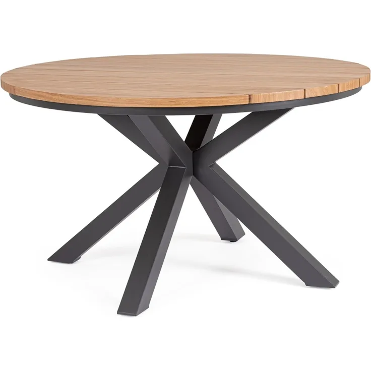 Gartenesstisch Zelmar Aluminium, modern skandinavisch, rund Ø 130 cm, natur-anthrazit, für 4-6 Personen