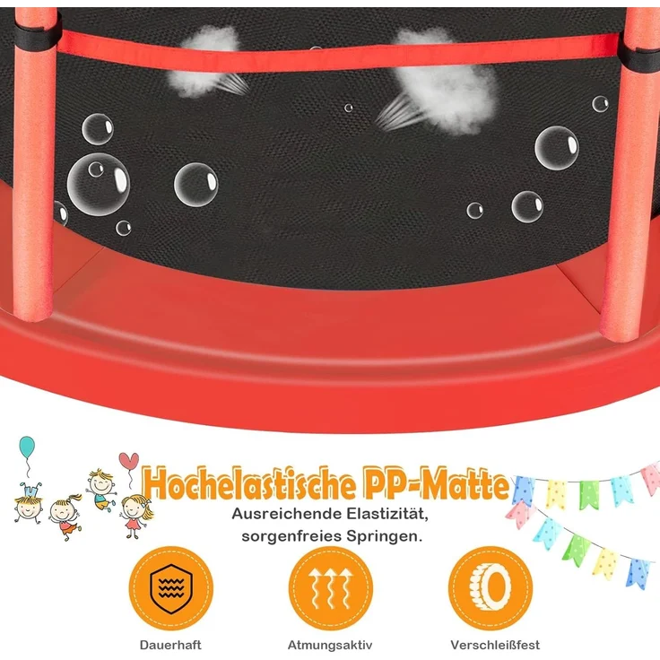 COSTWAY Gartentrampolin mit Sicherheitsnetz, Trampolin bis 45kg belastbar, Indoor-/Outdoortrampolin für Kinder ab 3 Jahre, Ø140cm – Bild 7