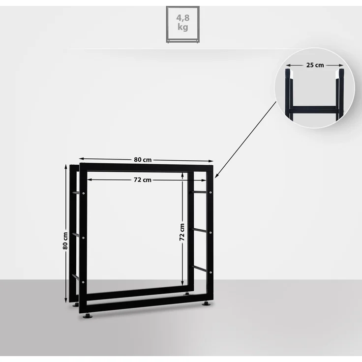 CLP Kaminholzständer Keri V2,schwarz 25x80x80 cm – Bild 2