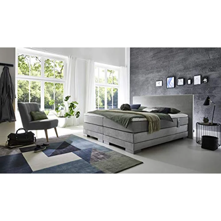 Atlantic Home Collection MONA Boxspringbett mit elektronischer Kopf-und Fußteilverstellung, Härtegrad 3, Hellgrau, 160 x 200 cm – Bild 2