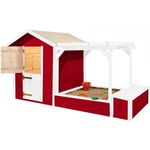 WEKA Tabaluga Spielplatz, rot/weiss, 21 mm, bestehend aus Drachenhöhle, Sandkasten, Pergola und Schatztruhe mit Deckel