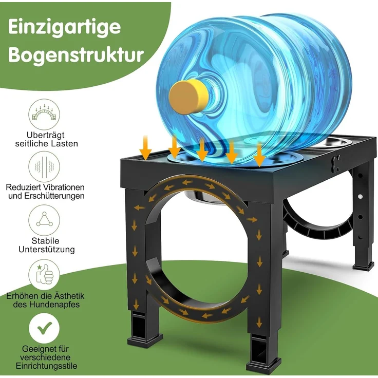 LuxusKollektion 'XBEN' erhöhter Hundenapf 5-stufig verstellbar, Edelstahl silber / schwarz – Bild 3