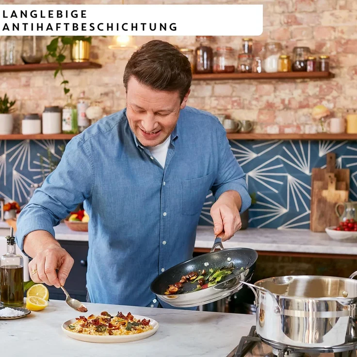 Tefal Wok Jamie Oliver E31019 Cook Smart, Edelstahl, Antihaftversiegelung, Thermo-Signal, Induktion, Ø 28 cm – Bild 3