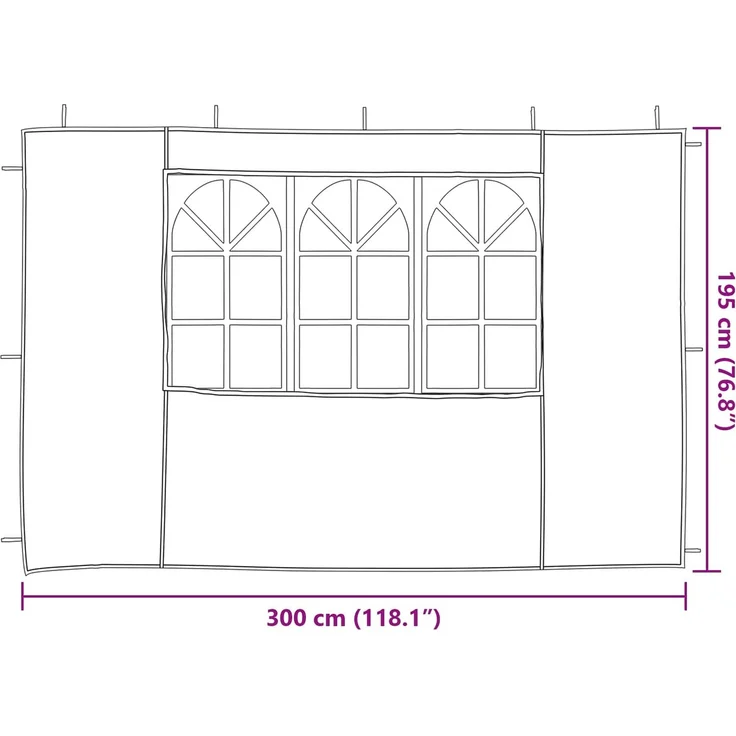 vidaXL Partyzelt-Seitenteil 2 Stk. 300 x 195 cm Rot PE und Stahl 42033004 – Bild 6