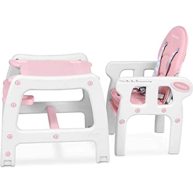 Kinderhochstuhl Babyhochstuhl Mitwachsender Multifunktions Hochstuhl 5in1 Tisch + Babystuhl regulierbar Schaukelfunktion SINCO Ricokids (Rosa) – Bild 5
