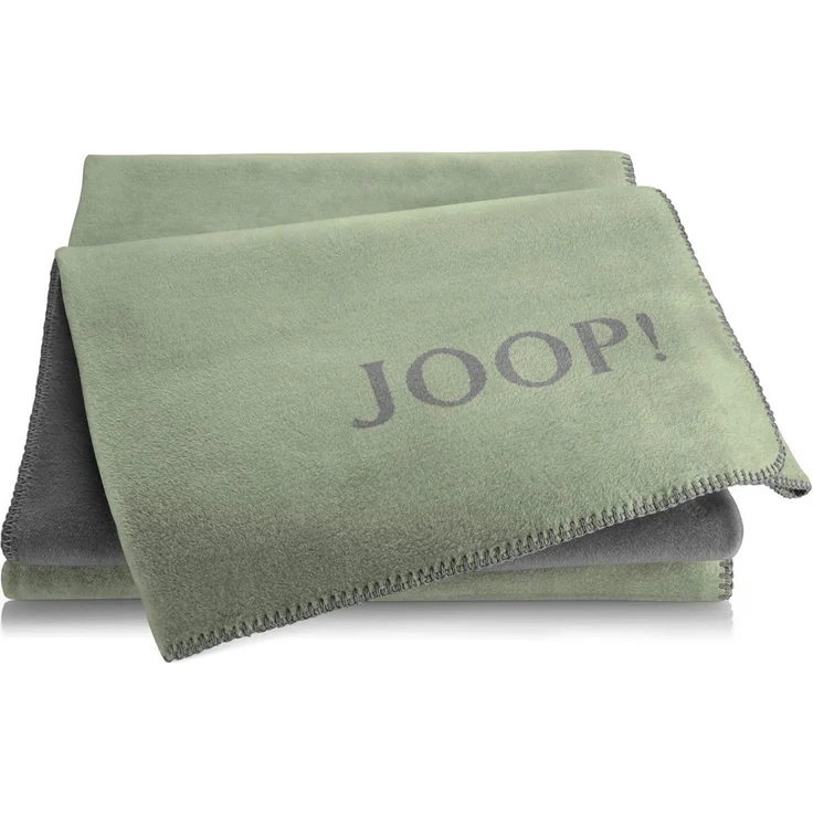 JOOP! 'Uni-Doubleface' Wohndecke, Baumwollmischgewebe, olive / stein, 150 x 200 cm – Bild 1