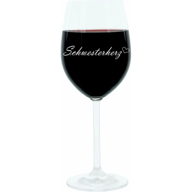Leonardo Weinglas 400 ml, Schwesterherz, Geschenk Stimmungsglas mit Gravur, Schwester Herz, Moodglas, Glas, 22 cm