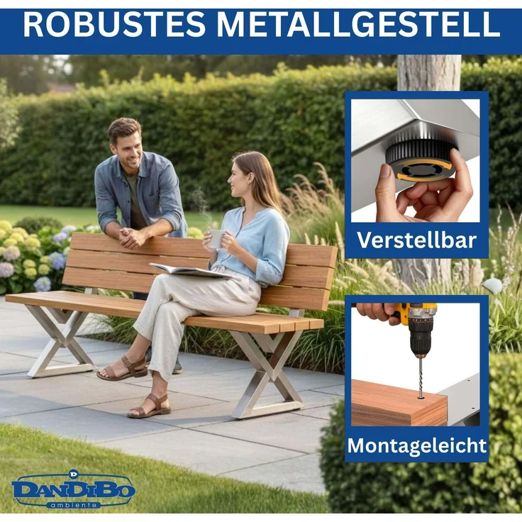 DanDiBo 2x Bankgestell mit Lehne Edelstahl Set DIY Bank Füße Bankkufen Bankbeine 96680 Sitzgestell für Gartenbank Robust Stabil – Bild 4