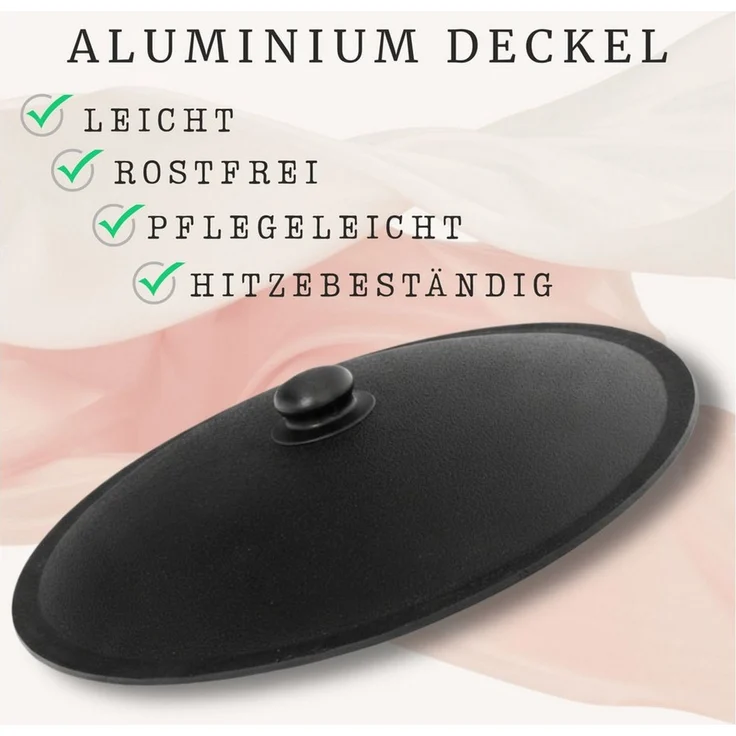 BIG-PAN Feuertopf Original Usbekischer Kasan 8 L Gusseisen Aluminium-Deckel Dutch Oven, Gusseisen (inkl. Schöpfkelle Schaumlöffel, Uzbekischer Kessel Namangan), asiatischer Topf für Plov Wok Eintöpfe – Bild 4