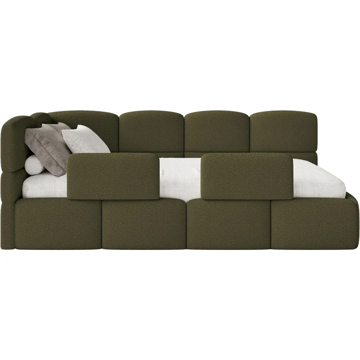 Selsey 'Cloudy' Jugendbett links, Rausfallschutz, Bouclé Olivgrün, 90x200 cm – Bild 6