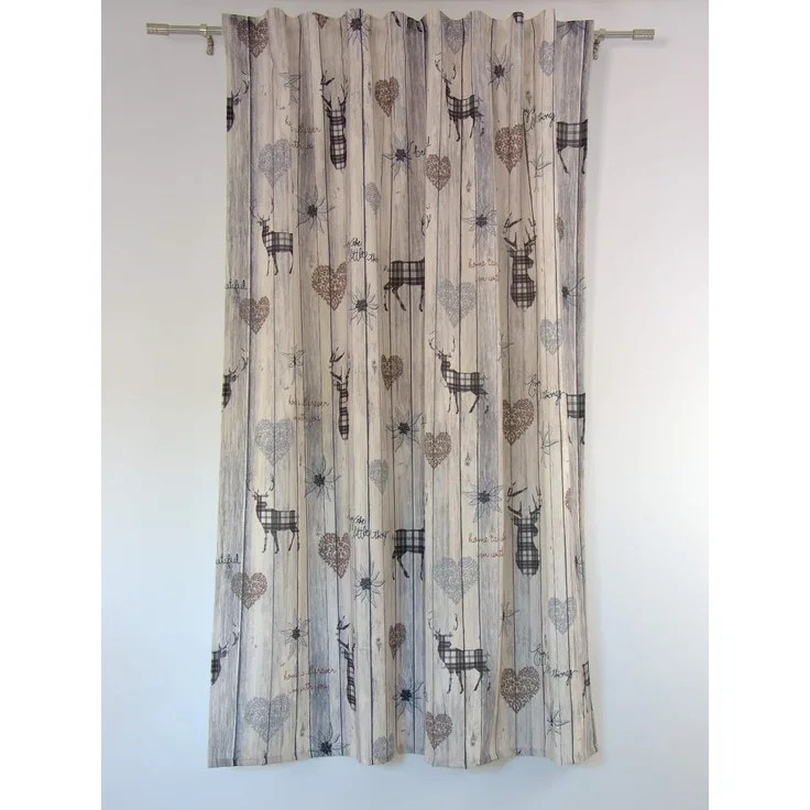 Clever-Kauf-24 Vorhang Schlaufenschal Hirsch Landhaus braun 135x145/ 175/ 245 (1 St), verdeckte Schlaufen, halbtransparent, Store