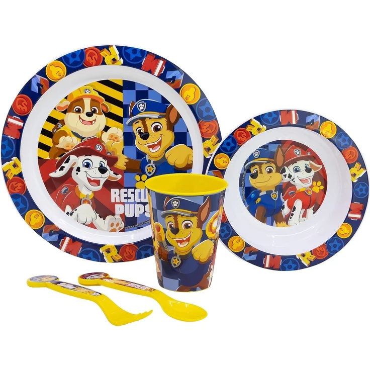 Paw Patrol Teller-Set Mikrowellengeeignet 5-teiliges Kindergeschirr mit rutschfestem Boden – Bild 2