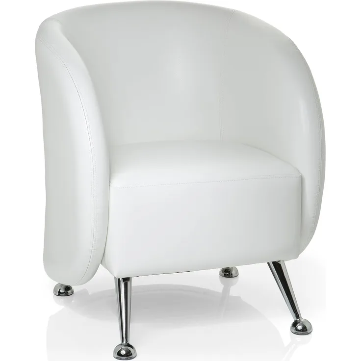 hjh OFFICE Polstersessel ST. Lucia Kunstleder Lounge-Sessel mit weicher Sitzpolsterung, 713210, Weiß