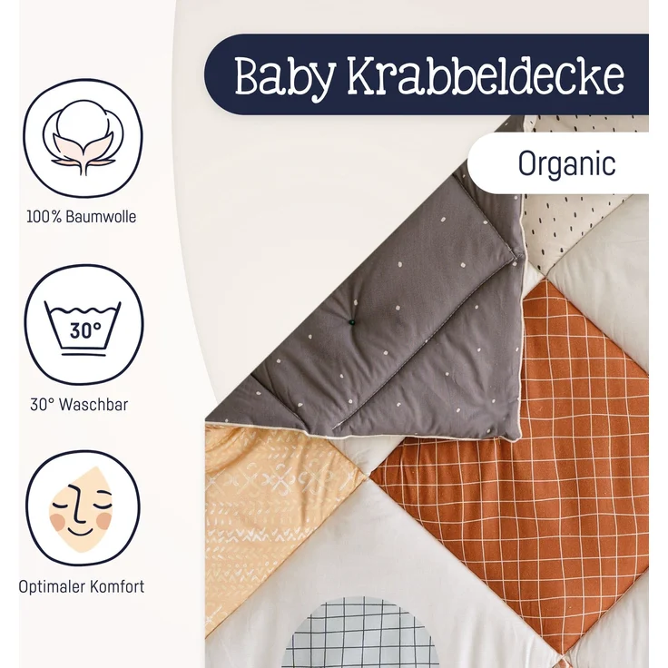 Julius Zöllner Krabbeldecke Organic 95x135 cm Wild Patch – Bild 2