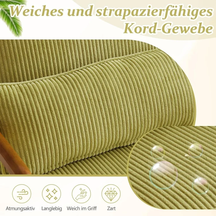 Sessel Cocktailsessel Loungesessel Ohrensessel Massivholz Grün – Bild 5