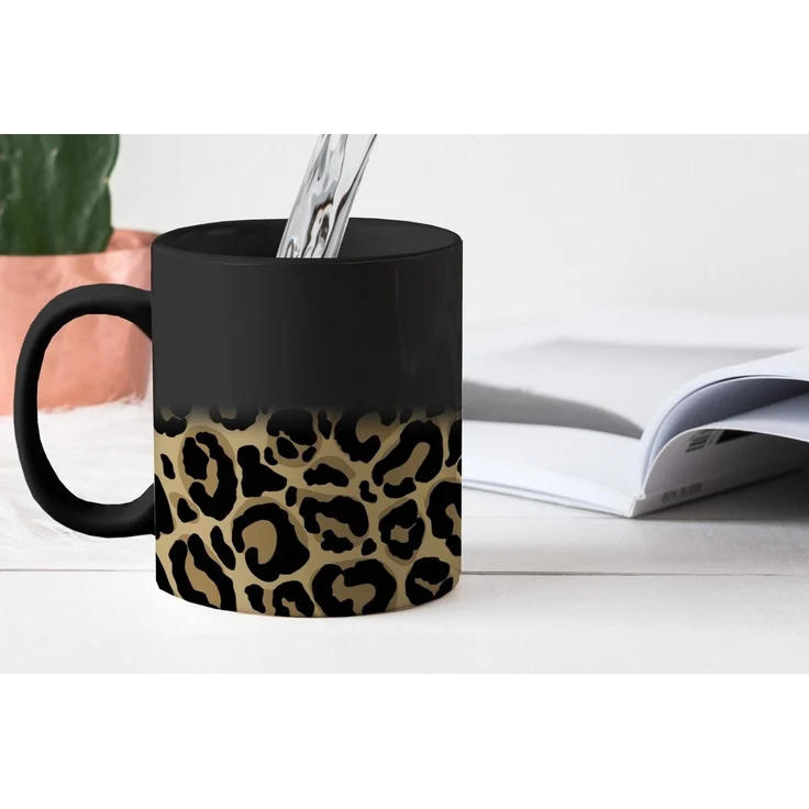 MuchoWow Tasse Pantherdruck - Muster - Leopard, 1-tlg, Keramik, Farbwechsel, Kaffee Tassen, Teetasse, Zaubertasse, Geschenk