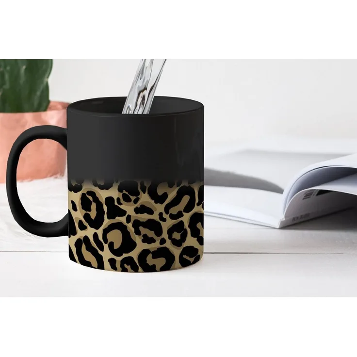 MuchoWow Tasse Pantherdruck - Muster - Leopard, 1-tlg, Keramik, Farbwechsel, Kaffee Tassen, Teetasse, Zaubertasse, Geschenk