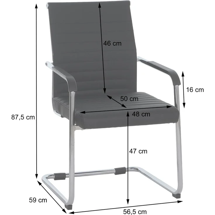 2er-Set Besucherstuhl HWC-Q85, Konferenzstuhl Freischwinger, Metall Kunstleder 280 g/m² ~ dunkelbraun – Bild 3