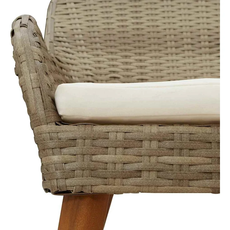 Gartenstuhl EGOS 2er Set Poly-Rattan 62,5x55x82 cm mit Polster Beige | Gartenstuhl Rattan Outdoorstühle Balkonstühle – Bild 10