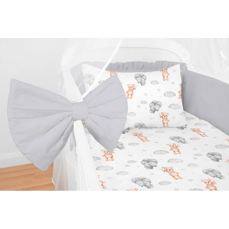 Amilian Babybettwäsche Set 7-teilig - Bettwäsche 100x135 - Kissenbezug 40x60 - mit Himmel, Chiffonhimmel, 7 teilig, Komplett-Set für Babybett, Gitterbett - Kinderbettwäsche – Bild 2