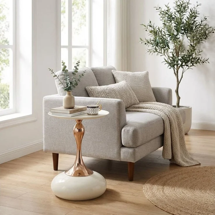 ANYSUN Couchtisch Rund Kaffeetisch, Beistelltisch Metall Kleiner Wohnzimmertisch (Einzelmöbel – runder Couchtisch, runder Couchtisch), kompakter Metalltisch in Schwarz-Gold für Schlaf- und Wohnzimmer – Bild 3