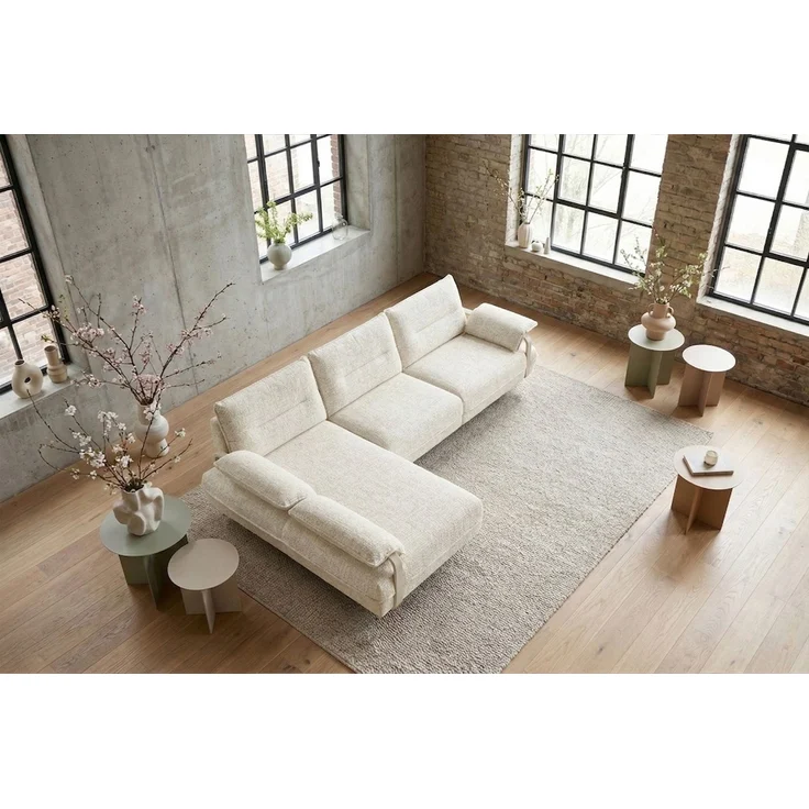 KAWOLA Ecksofa ANISSA Stoff cremeweiß manuelle Rückenverstellung Longchair links 84 x 185 x 297 cm – Bild 7