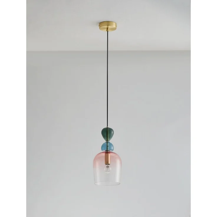 Nova Luce 9009234 MURANO Pendelleuchte 1-flammig Gold Multifarben E14 – Bild 3