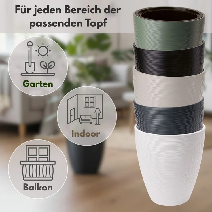 matches21 HOME & HOBBY Blumentopf Großer Outdoor Blumentopf CALMO licht-grau in 29x32 cm (1 St), Runder innen, außen Pflanztopf als wetterfester Pflanzen-Topf – Bild 3